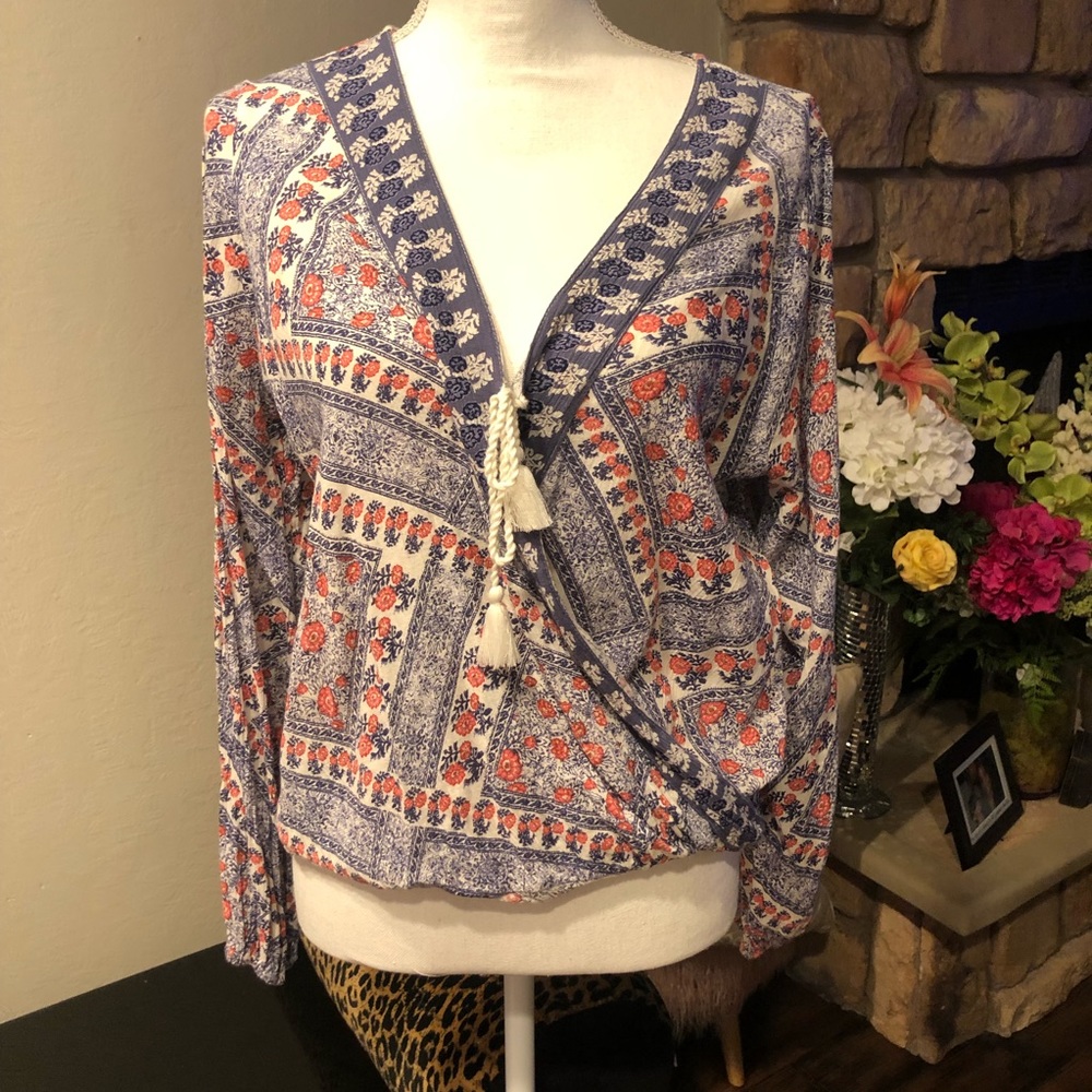 Hollister faux wrap blouse